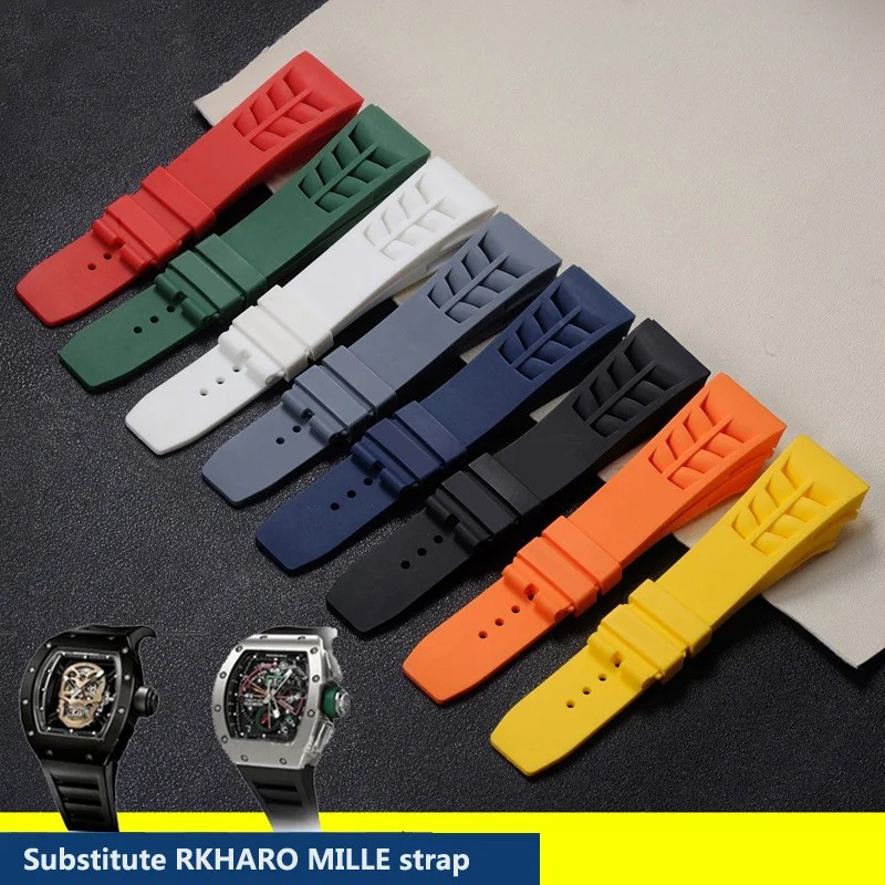 Original Quality Soft Colorful 25mm*20mm Waterproof Natural Rubber Watchband For Richard Mille Watch