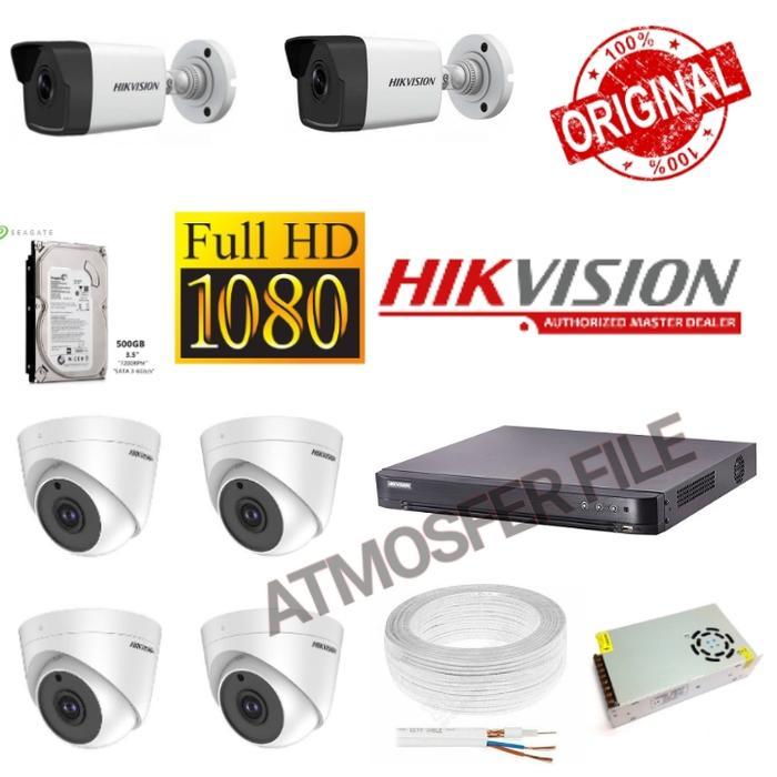 Paket Cctv Hikvision 6Ch Full Hd 2Mp H-265 Original Lengkap