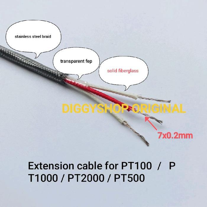 TRONIC- 3 Core Stainless Wire Cable Extension Wire Rtd Pt100 Pt1000 Kabel Ekstensi Rtd Pt100