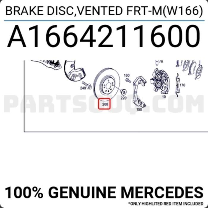 Limited Disc Brake Depan Mercedes W166 X166 W292 Ml Gl Gle Gls400 Piringan Rem Cakram Original
