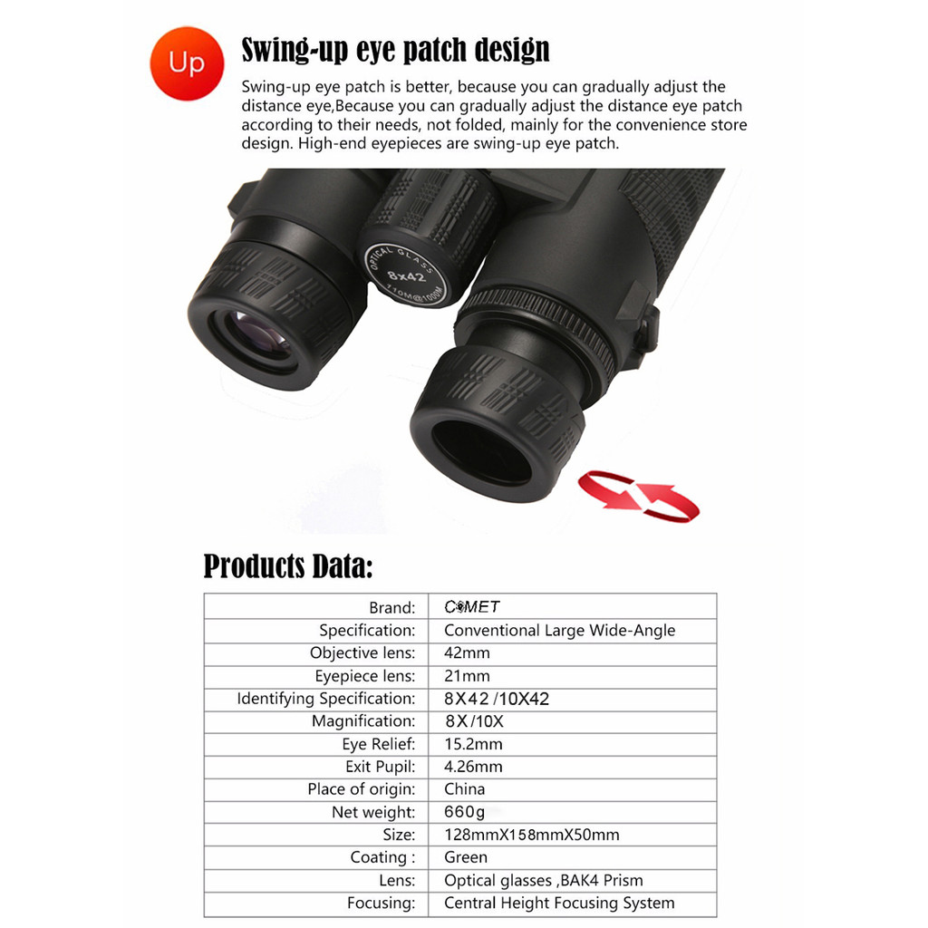 - Comet 8X42 10X42 Powerful Binoculars Long Range Waterproof Bak4
