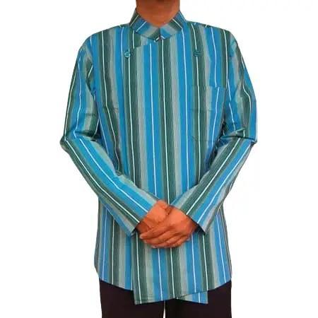 ORIGINAL Surjan Lurik Biru Laut Pria Atasan Panjang READY STOCK