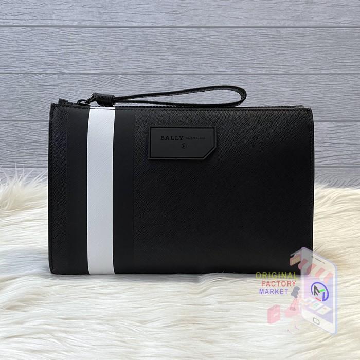 MURAH Ready Tas BALLY Men Skid Pouch Coated Canvas Clutch Bag In Black