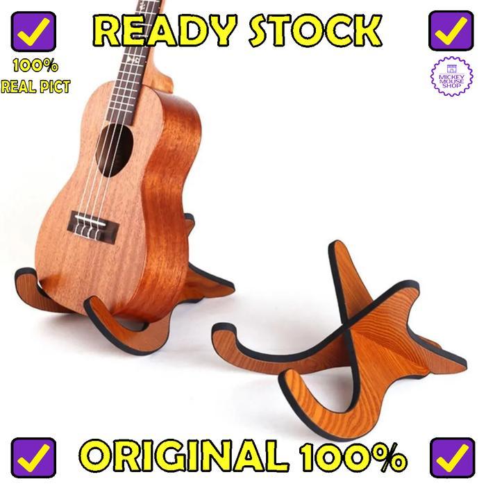 STAND GITAR KAYU WOODEN SILANG X PORTABLE GUITAR AKUSTIK ELEKTRIK BASS