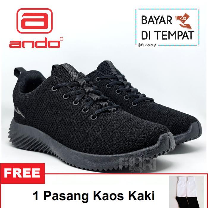 TERMURAH ANDO IRVINE 39-43 FULL HITAM SEPATU LARI FITNES SENAM PRIA