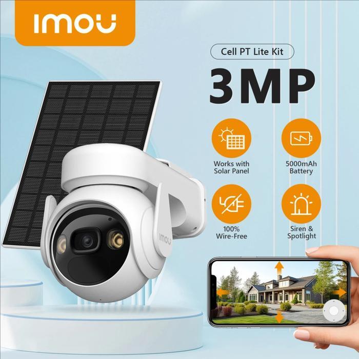 ASLI CRA IMOU KIT CRUISER 2 RESOLUSI 3MP CCTV 4G INCLUDE SOLAR PANEL BATERAI CAPACITY 15mAh READY