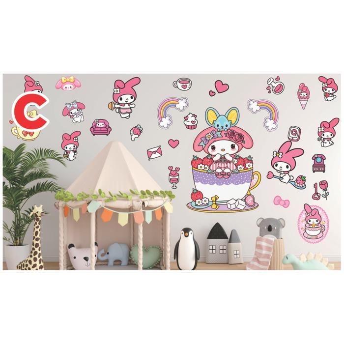 New- Semesta Wall Sticker Sanrio Cartoon Stiker Dinding Wallsticker