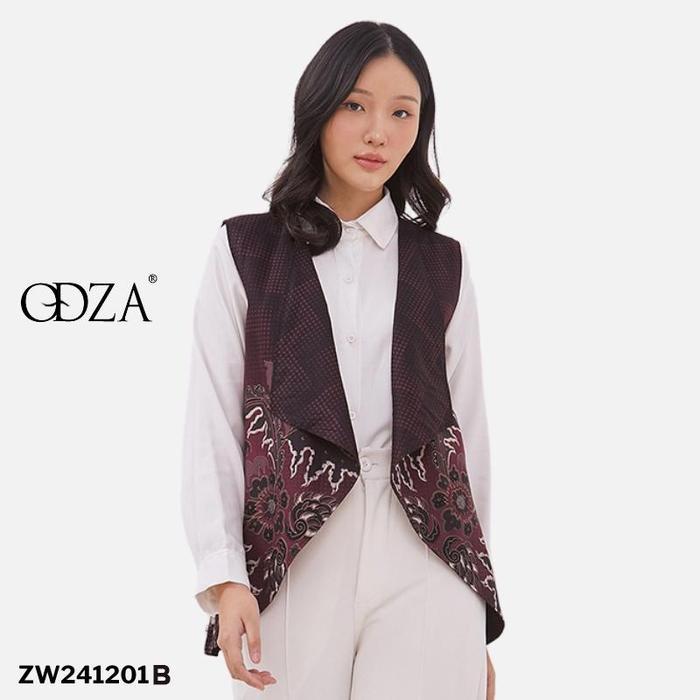 (COD) ODZA ROMPI BATIK OUTER VEST WANITA BAJU LUARAN ALLSIZE CATHY MERAH MAROON