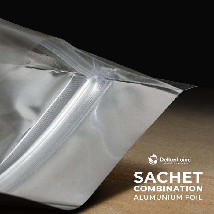 PLASTIK SACHET SASET KEMASAN MAKANAN KOMBINASI ALUMUNIUM FOIL ZIPLOCK