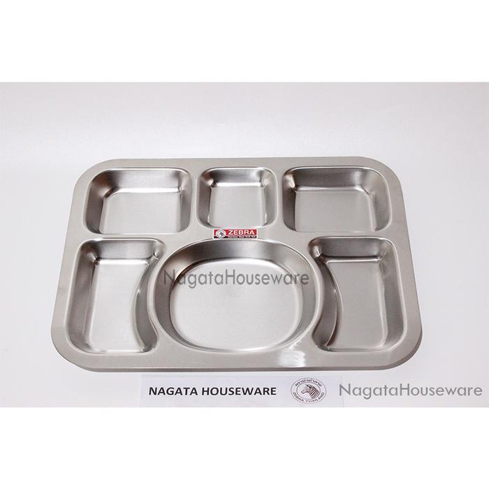 Piring Makan 6 Sekat Stainless / Piring Makan Stenlis Piring Kantin 6 Compartment Tray Zebra 132040