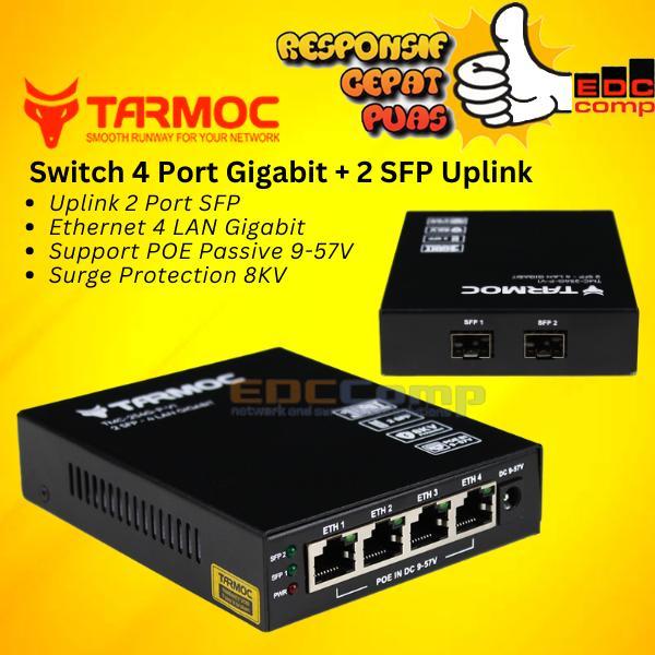 Switch 4 Port Gigabit + 2 SFP Uplink POE Switch Hub 4 Port Unmanaged