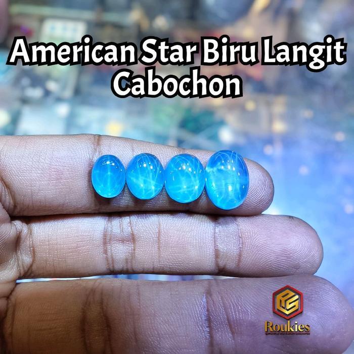 [HANYA BATU] Batu American Star Biru Langit Cabochon
