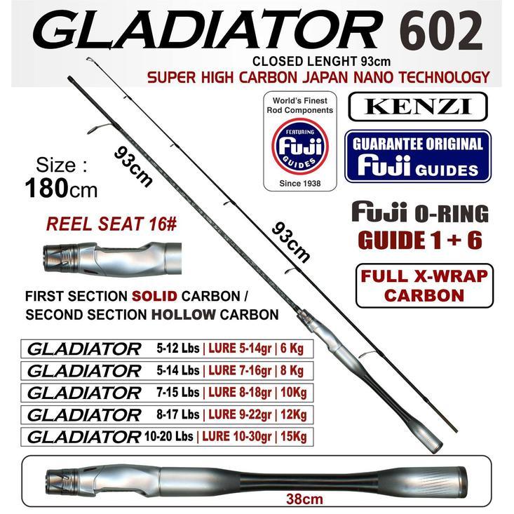 Rod SPINNING KENZI GLADIATOR SOLID CARBON FULL X-WRAP CARBON