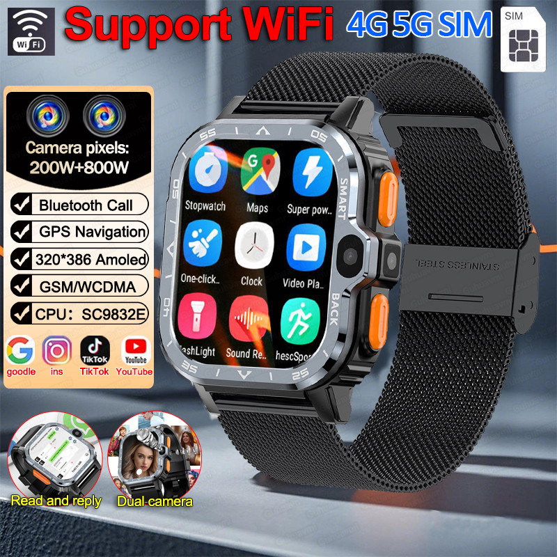 2025New Wifi 5G Sim Card Smart Watch Gps Navigation Hd Dual Camera Video Call 64Gb Rom Waterproof