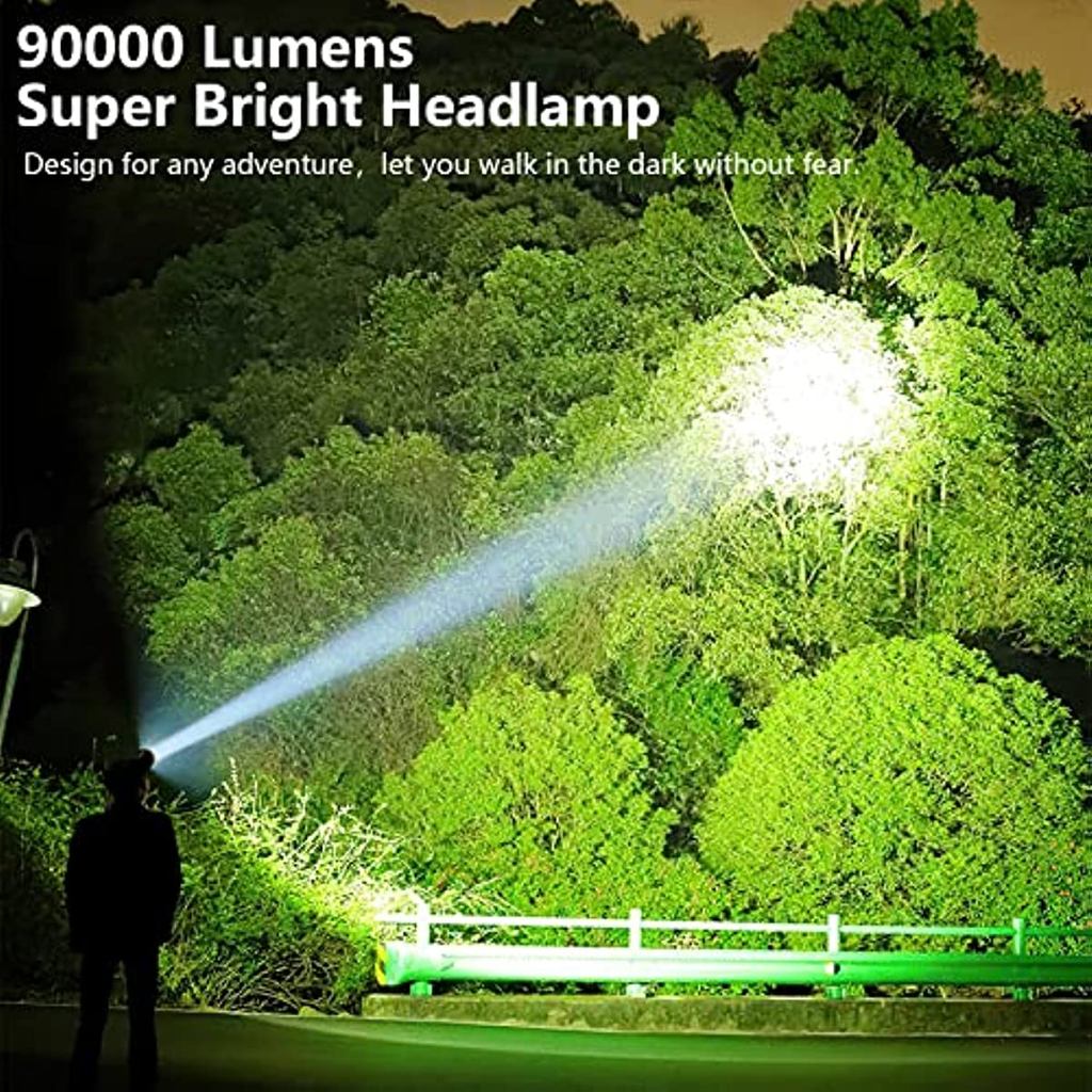 LED USB Rechargeable XHP70 High Power Headlamp 90000 Lumen Powerful Super Bright Waterproof Fishing 