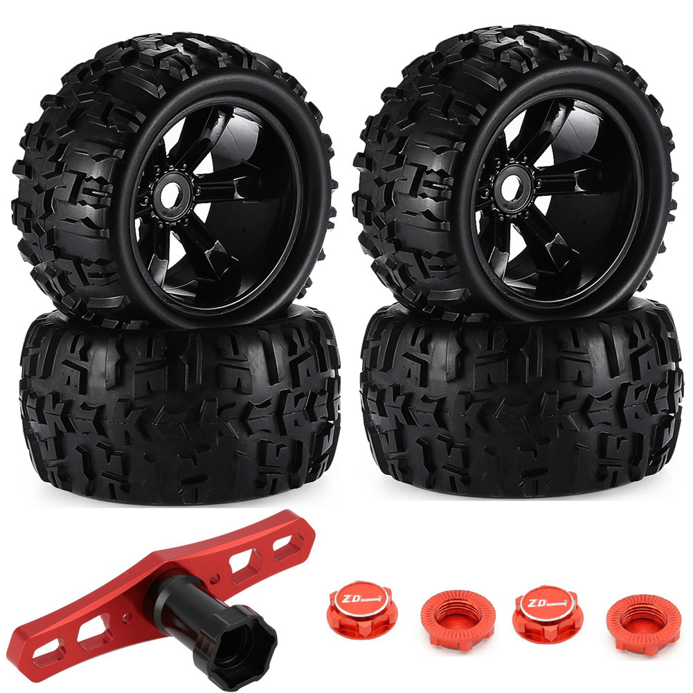 4Pcs/Pack 1/8 Scale 17Mm Hex Rc Truck Tires And Wheels Set Glued For Traxxas X Tx E-Revo Revo 3.3,