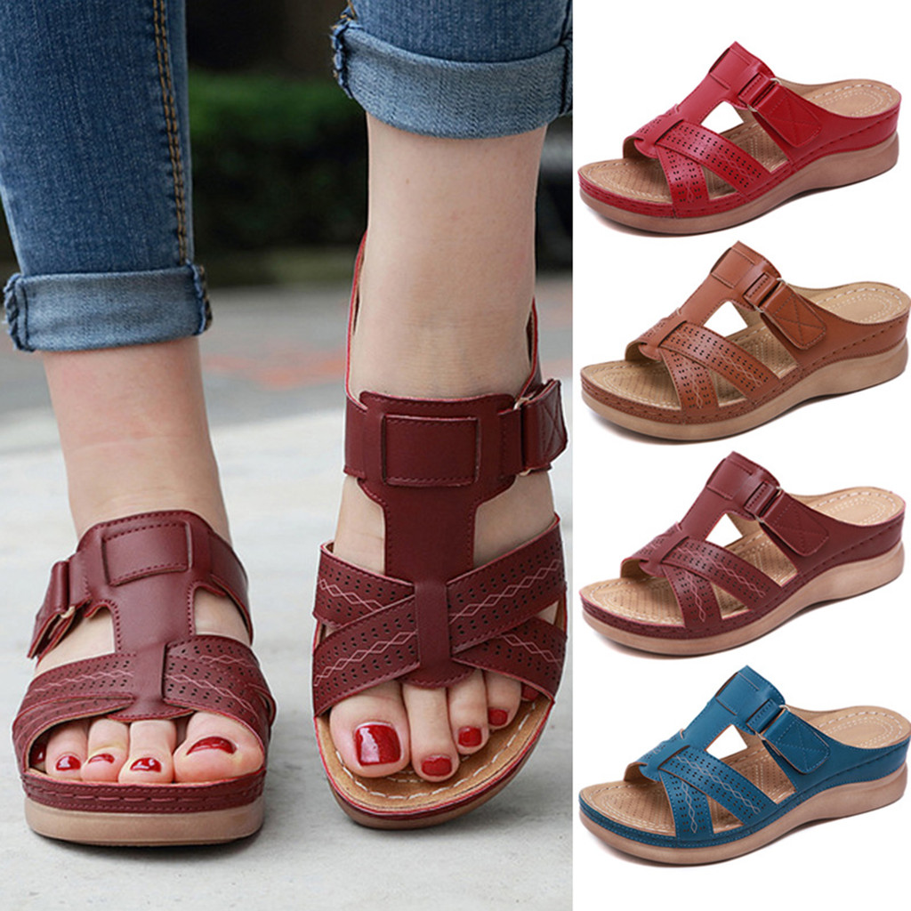 Women's Orthopedic Open Toe Sandals Anti-slip Breathable Solid Color Flats Clip Toe Sandals Suitable