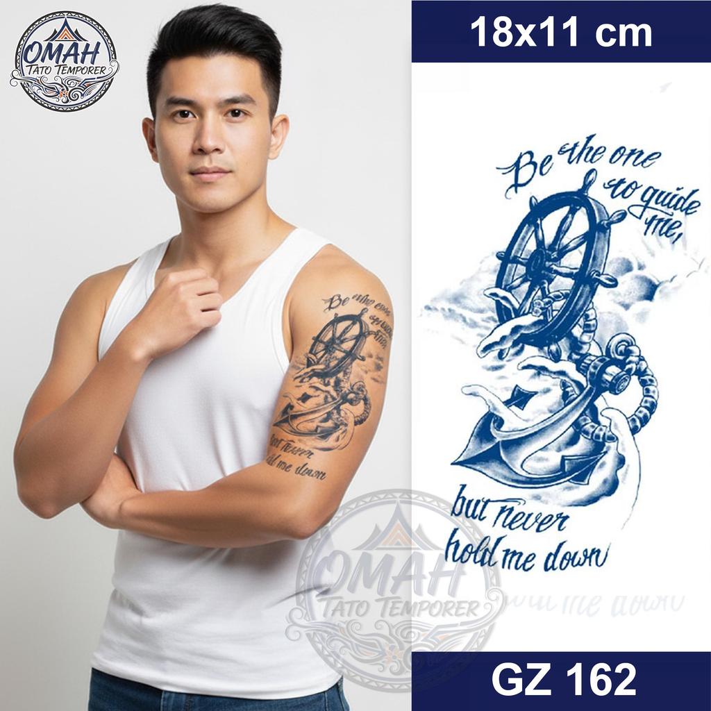 GZ 162 Stiker Tato Tattoo Temporer Temporary Semi Permanen Model Jangkar Kemudi Tahan 1 Bulan