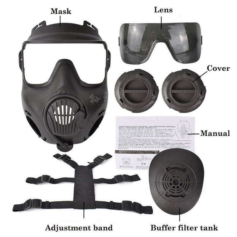 Protective Tactical Respirator Mask Full Face Gas Mask For Airsoft