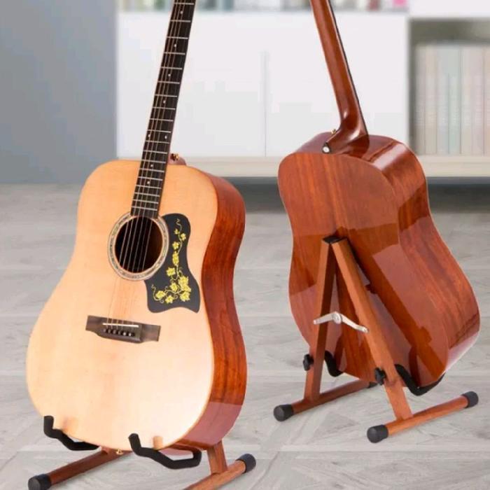 STAND GITAR UNIVERSAL KAYU SOLID FOLDABLE BISA DI LIPAT DUDUKAN GITAR AKUSTIK ELEKTRIK BASS
