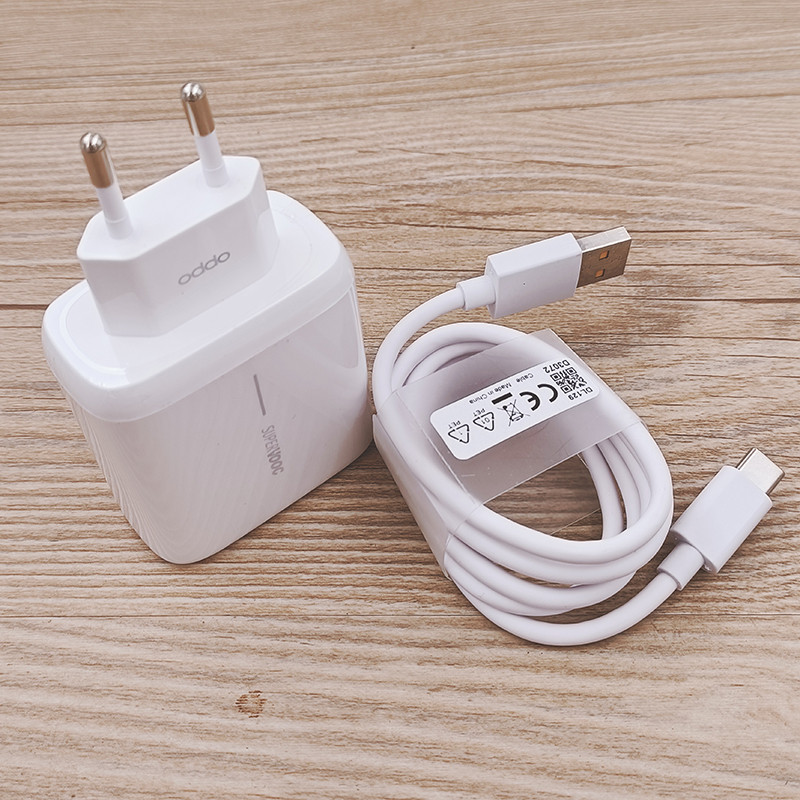 65W Oppo Super Vooc Charger Eu Power Adapter Usb Type C Cable For Oppo R17 R11 Find X3 X2 Pro Reno 6