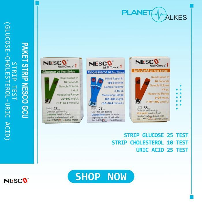 PAKET REFIIL STRIP NESCO GCU LENGKAP (KOLESTEROL,GULA DARAH, ASAM URAT)