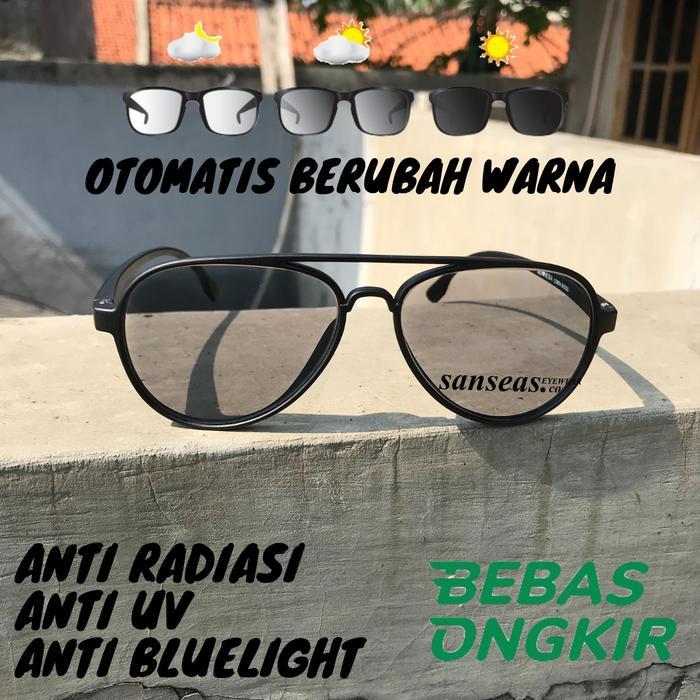 Kacamata Aviator Model Pilot Lensa Photocromic Otomatis Berubah Warna