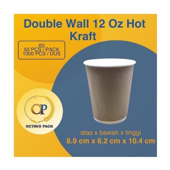 Paper Cup Double Wall Kraft 12 Oz / Double Wall 12 Oz Hot / Paper Cup Double Wall (Isi 50 pcs)