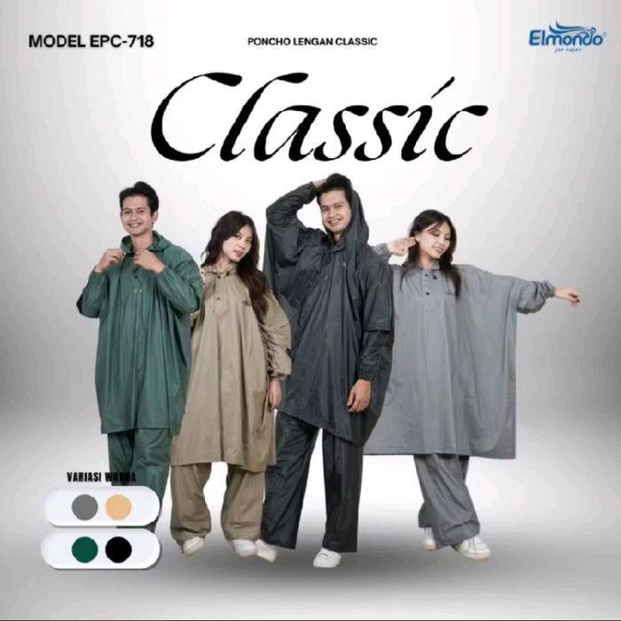 Jas Hujan Elmondo Original Jas Hujan Setelan Ponco Celana Jas Hujan Poncho Dewasa Mantel Hujan Jas