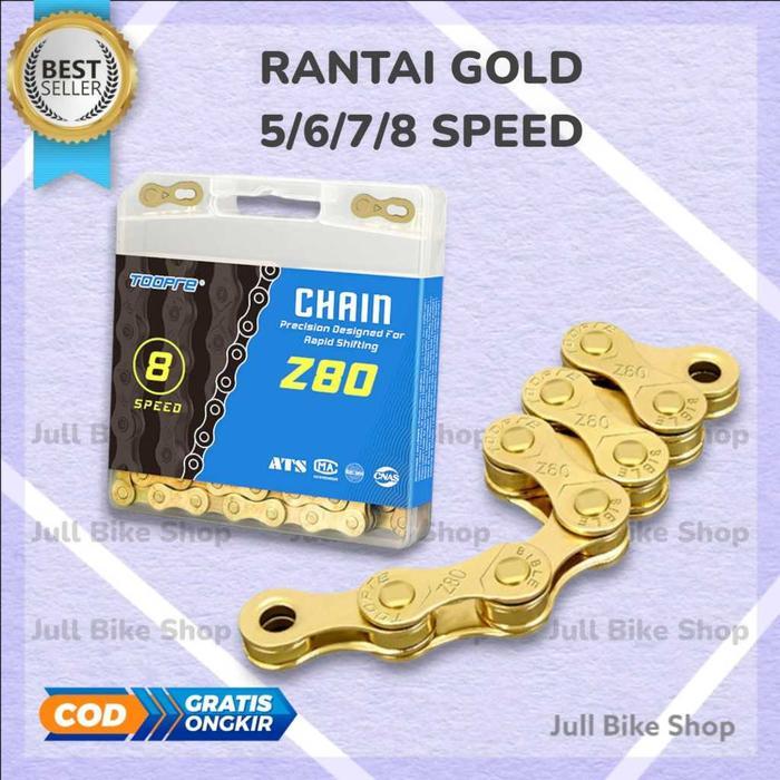 RANTAI TOOPRE 5 6 7 8 SPEED EMAS GOLD SEPEDA LIPAT MTB DLL 116 LINK ALTUS UNIVERSAL BEST QUALITY