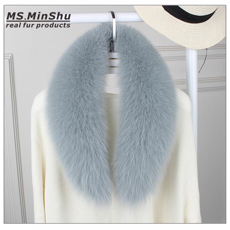 Ms.Minshu Genuine Fox Fur Collar Neck Warmer For Women 100% Real Custom Made Fox Collar Necklace
