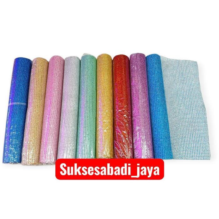 HIASAN NATAL Pita Natal MERRY SQUARE ukuran 50cm x 4.5meter / Pita Roll Besar /Pita Pohon Natal