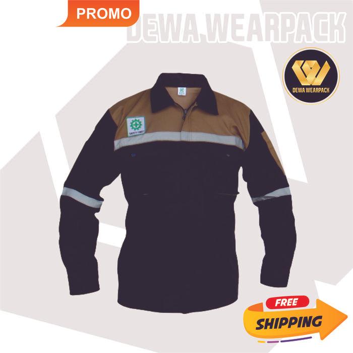 Baju Wearpack Safety Pria Kemeja Atasan Baju Kerja Mekanik Bordir Panjang