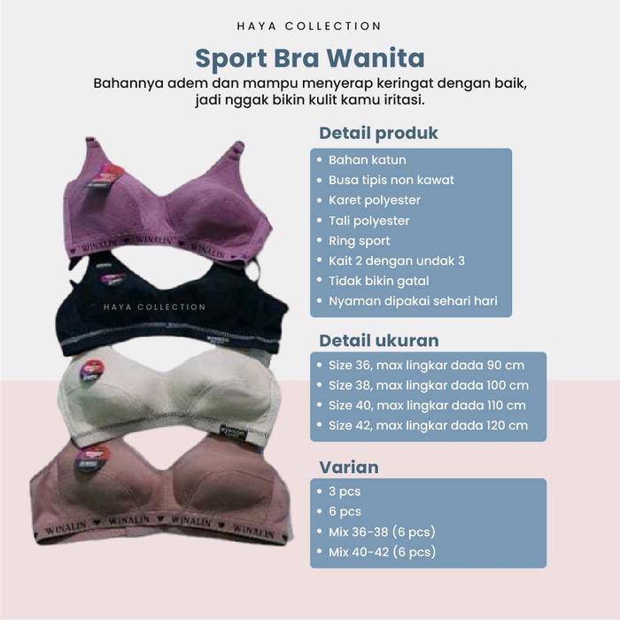 BH Bra Sport Wanita Dewasa Remaja Winalin Bh tanpa kawat Sport Bra Jumbo Busa