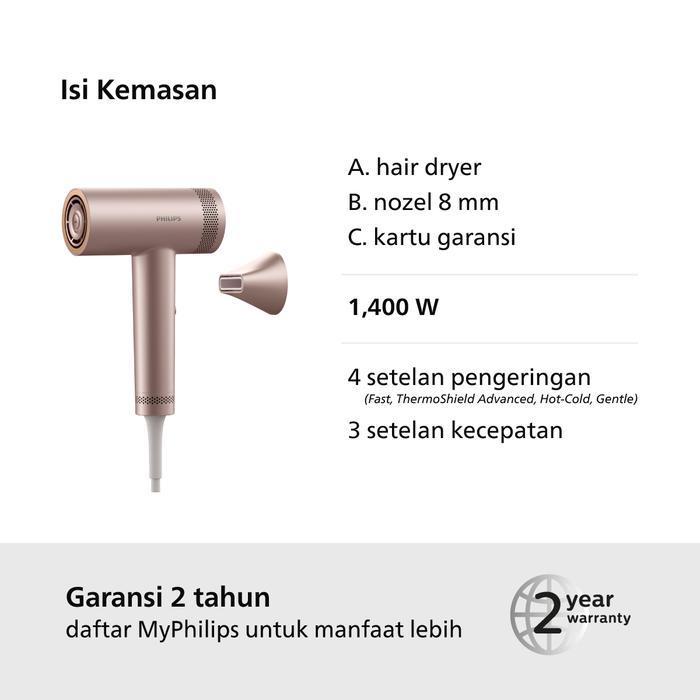 w6ph- Philips Hair Dryer 8000 Pengering Rambut Jaga 100% Kekuatan Rambut, Kering Dalam 3
