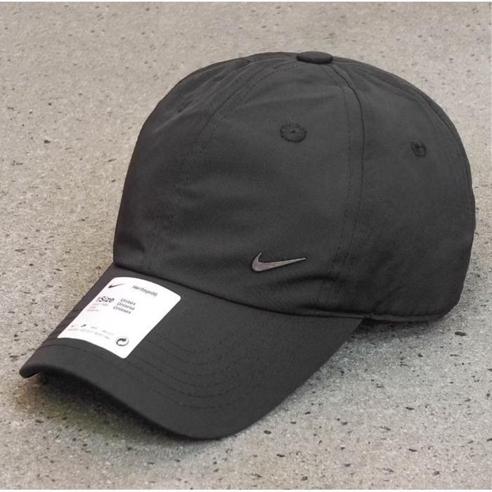 Terbaru Topi Nike Metal Plat Logo Original Black Caps