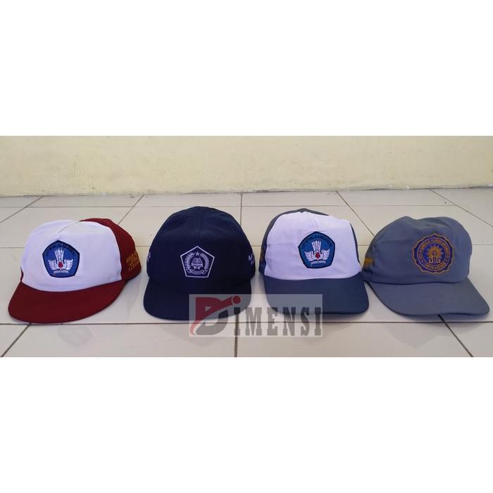 New- Topi SD SMP SMA Bordir Identitas Logo Nama Sekolah