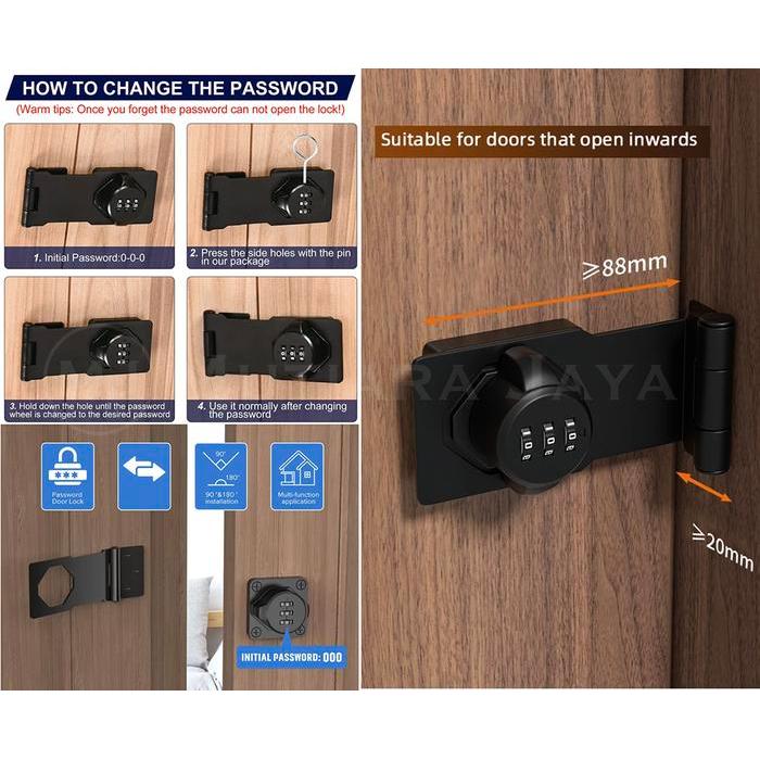 PLATO GEMBOK OVERPAL GRENDEL KODE DIGIT KUNCI PINTU LEMARI