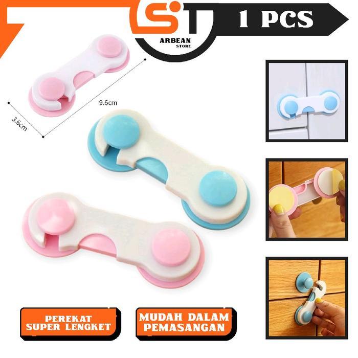 1PCS Kunci Pengaman Lemari Laci Kulkas Penahan Pengait Pintu Alat Pengunci Safety Lock Drawer Anak