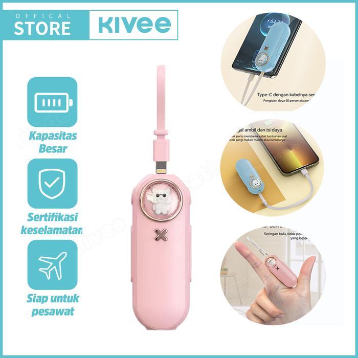 lussy- Kivee Powerbank 5000Mah Fast Charging 3 In 1 (Micro/Type-C/Lightning) + Kabel Portable