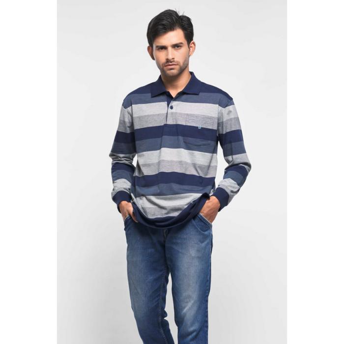 Baverre By Hassenda - Dev Kaos Polo Kerah Salur Lengan Panjang Vpb20016Bru Navy