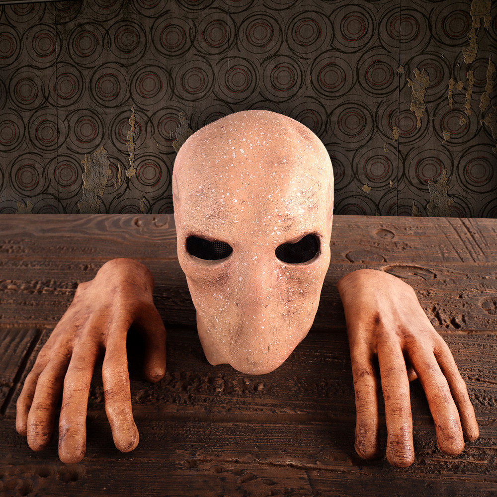 Slenderman Mask Gloves Cospaly Horror Faceless Man Alien Skull Latex Hand Masks Suit Halloween