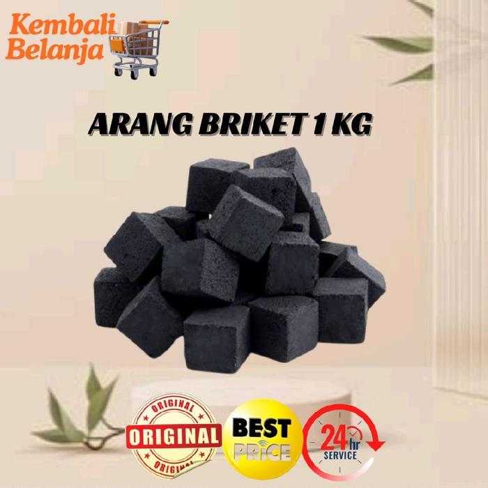 Arang Briket Kotak 1 Kg/ Arang Kotak Kubus/Areng Batok Kelapa/ Arang
