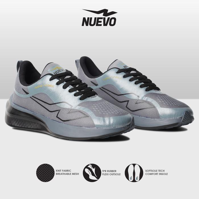 DISKON Sepatu OlahPria NUEVO RUNASTIC Grey/Grey Sneakers Cowok Running Sport Lari Jogging READY