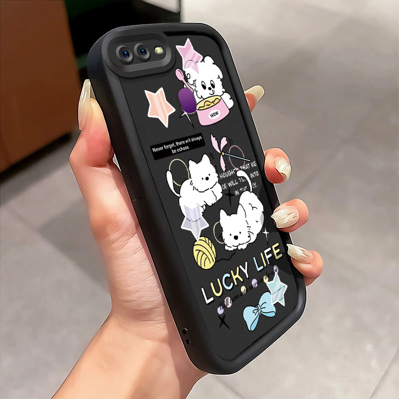 Casing Hp Untuk OPPO F9 F9 Pro A7x Realme 2 Pro Realme U1 Case Anjing putih kartun Kesing TPU Phone 