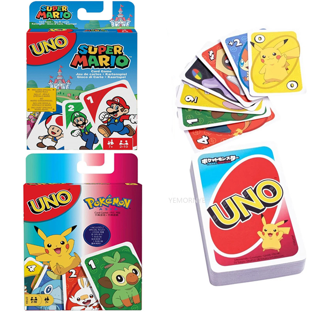 Pokemon Pikachu Anime Figure Card Uno Game Family Funny Entertainment Board Poker Cards Game Gift
