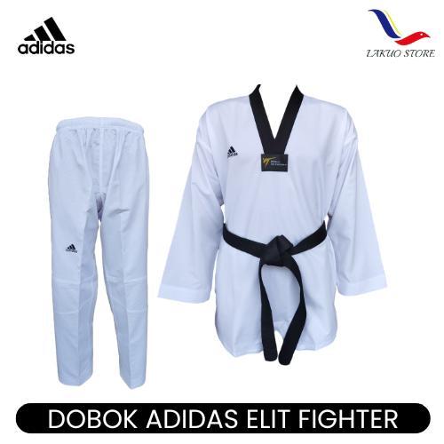 kpzzfv- Dobok Adidas Elite Fighter / Uniform Taekwondo / Adidas Kerah Hitam