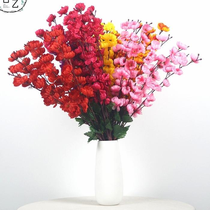 Bunga Meihwa Rumpun Pohon Sakura Pink Imlek Pot Bunga Murah Ornamen