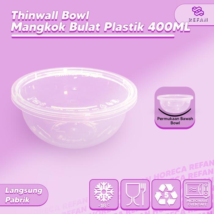 Mangkok Plastik 400 ml / Tempat Makan Nasi Cup Puding Thinwall