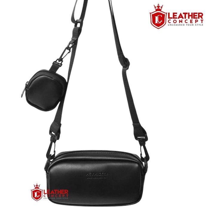 Tas Selempang Pria Kulit Tas Kulit Pria Cowok Barney Hitam